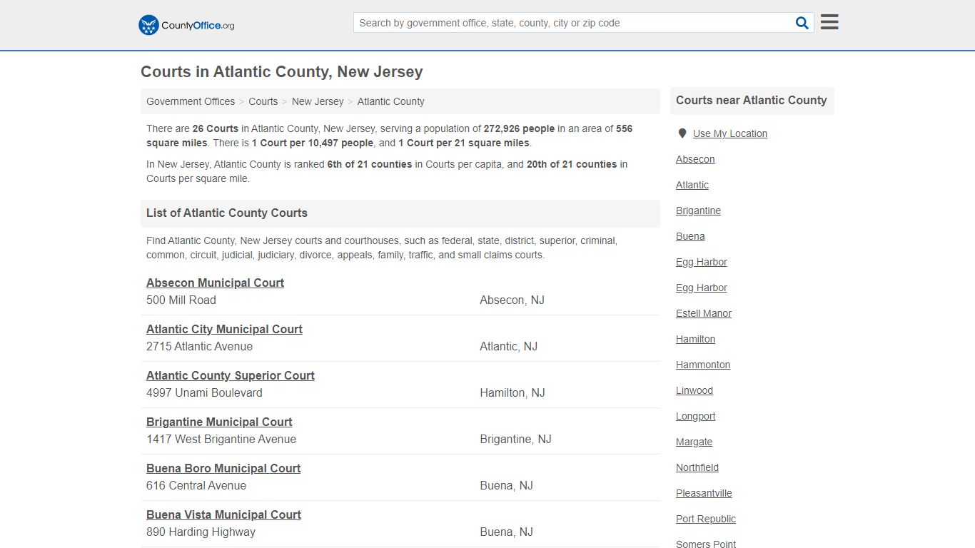 Courts - Atlantic County, NJ (Court Records & Calendars)