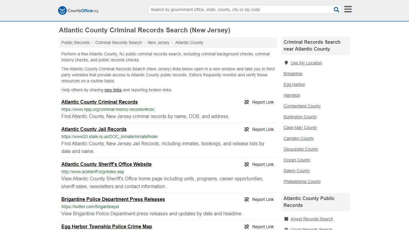 Atlantic County Criminal Records Search (New Jersey) - County Office